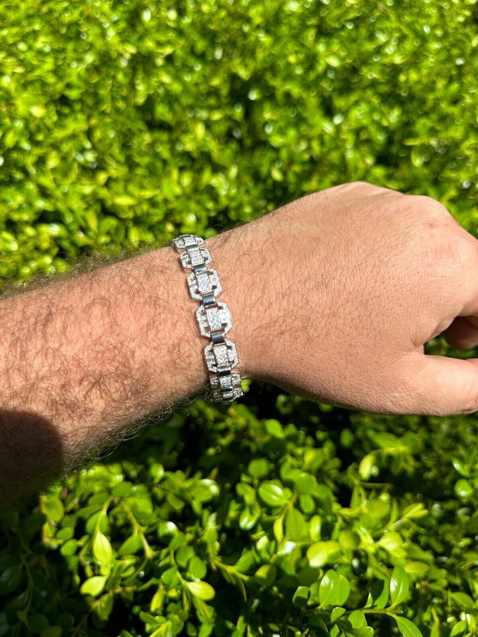 MOISSANITE Octagonal Custom Link Bracelet Iced Out - 925 Silver - 12mm - 7"-8.5"