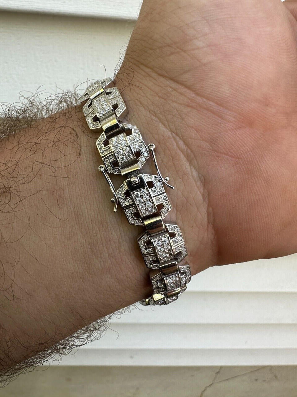 MOISSANITE Octagonal Custom Link Bracelet Iced Out - 925 Silver - 12mm - 7"-8.5"