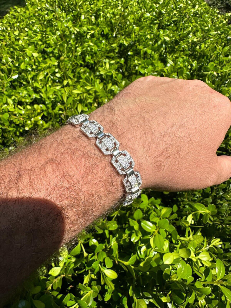 MOISSANITE Octagonal Custom Link Bracelet Iced Out - 925 Silver - 12mm - 7"-8.5"