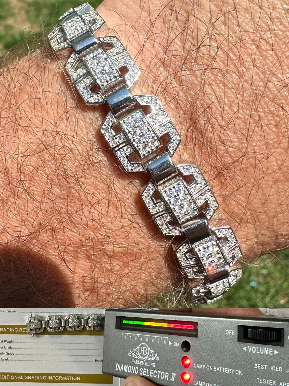MOISSANITE Octagonal Custom Link Bracelet Iced Out - 925 Silver - 12mm - 7"-8.5"