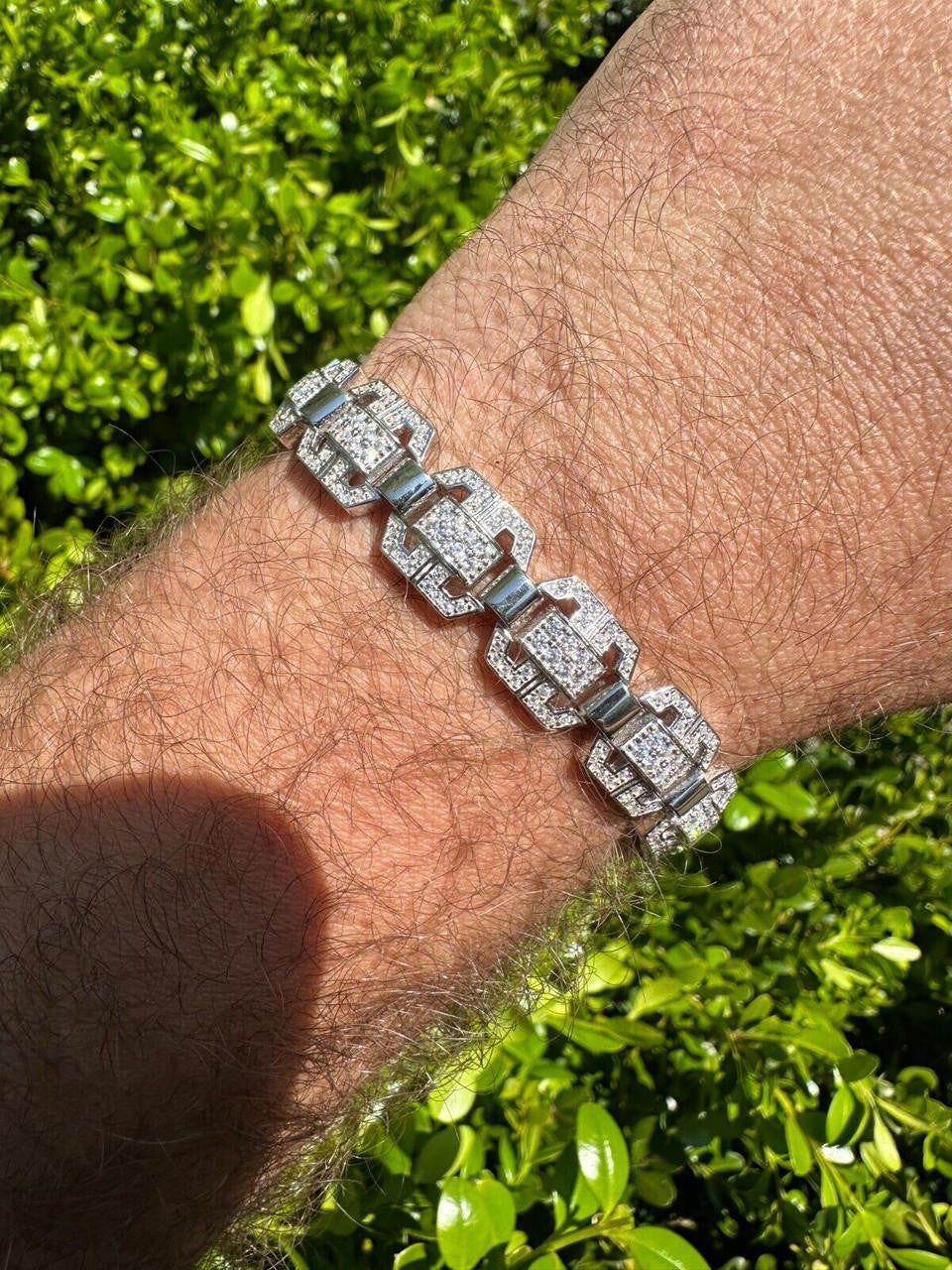 MOISSANITE Octagonal Custom Link Bracelet Iced Out - 925 Silver - 12mm - 7"-8.5"