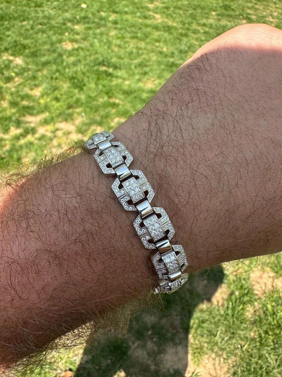 MOISSANITE Octagonal Custom Link Bracelet Iced Out - 925 Silver - 12mm - 7"-8.5"