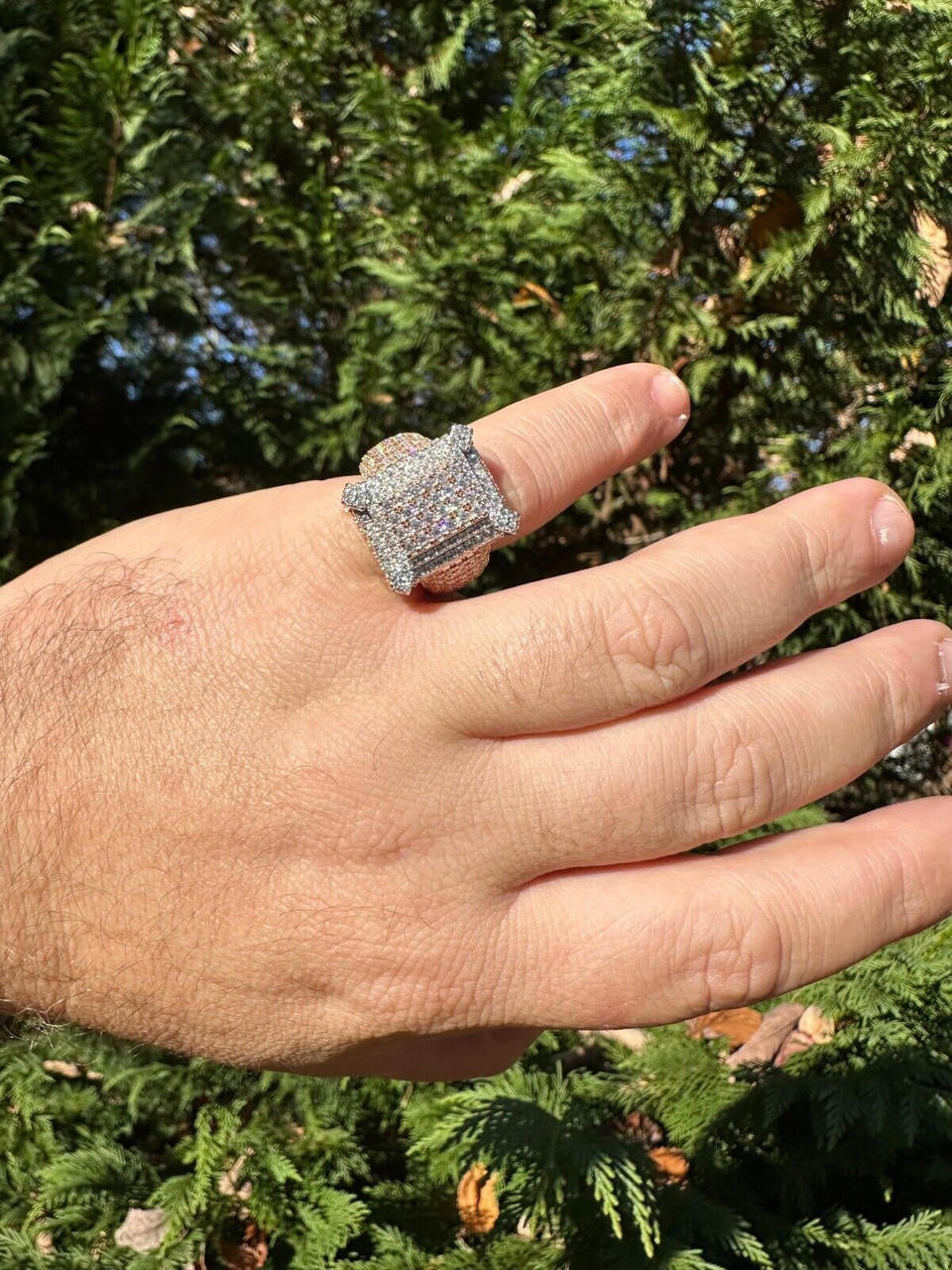 MOISSANITE Lit Legend Iced Out Ring - 14k Rose Gold Vermeil 925 Silver