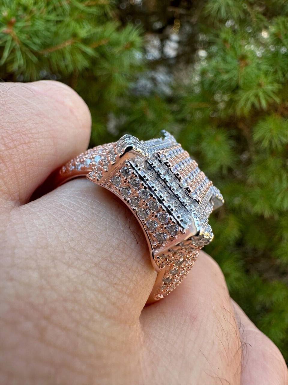 MOISSANITE Lit Legend Iced Out Ring - 14k Rose Gold Vermeil 925 Silver