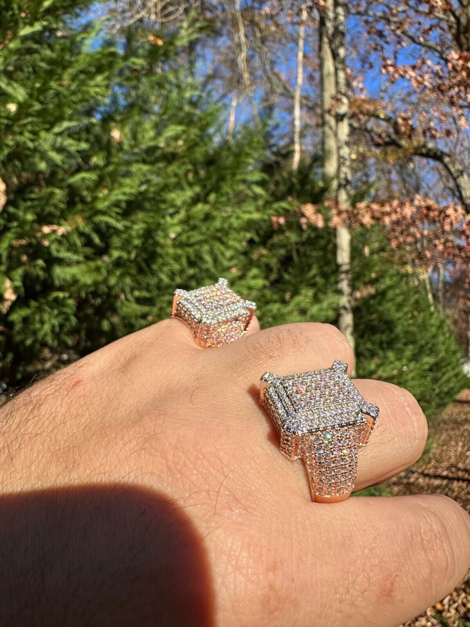 MOISSANITE Lit Legend Iced Out Ring - 14k Rose Gold Vermeil 925 Silver