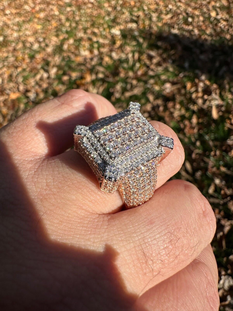 MOISSANITE Lit Legend Iced Out Ring - 14k Rose Gold Vermeil 925 Silver