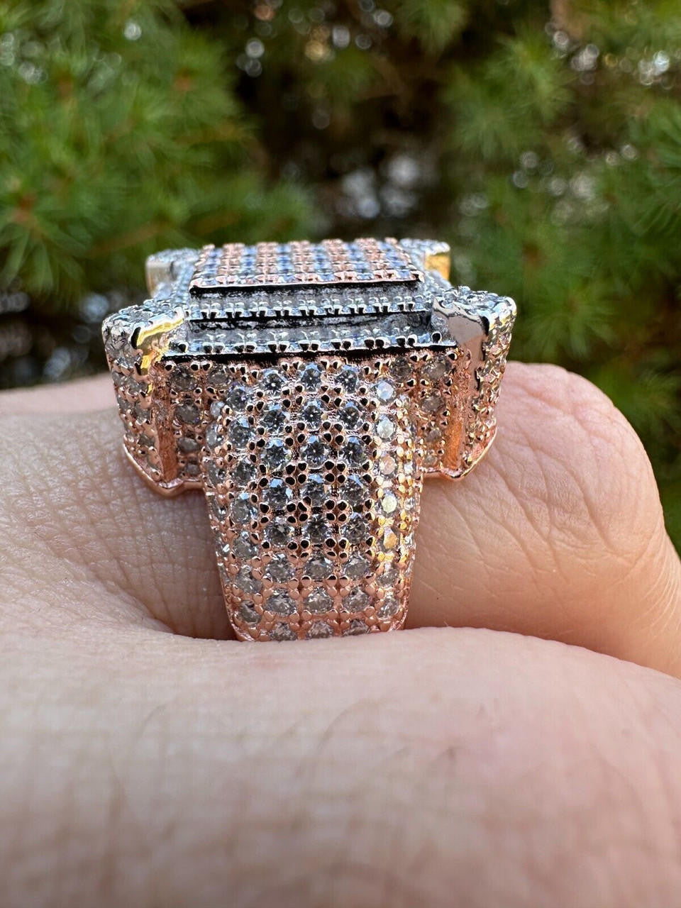 MOISSANITE Lit Legend Iced Out Ring - 14k Rose Gold Vermeil 925 Silver