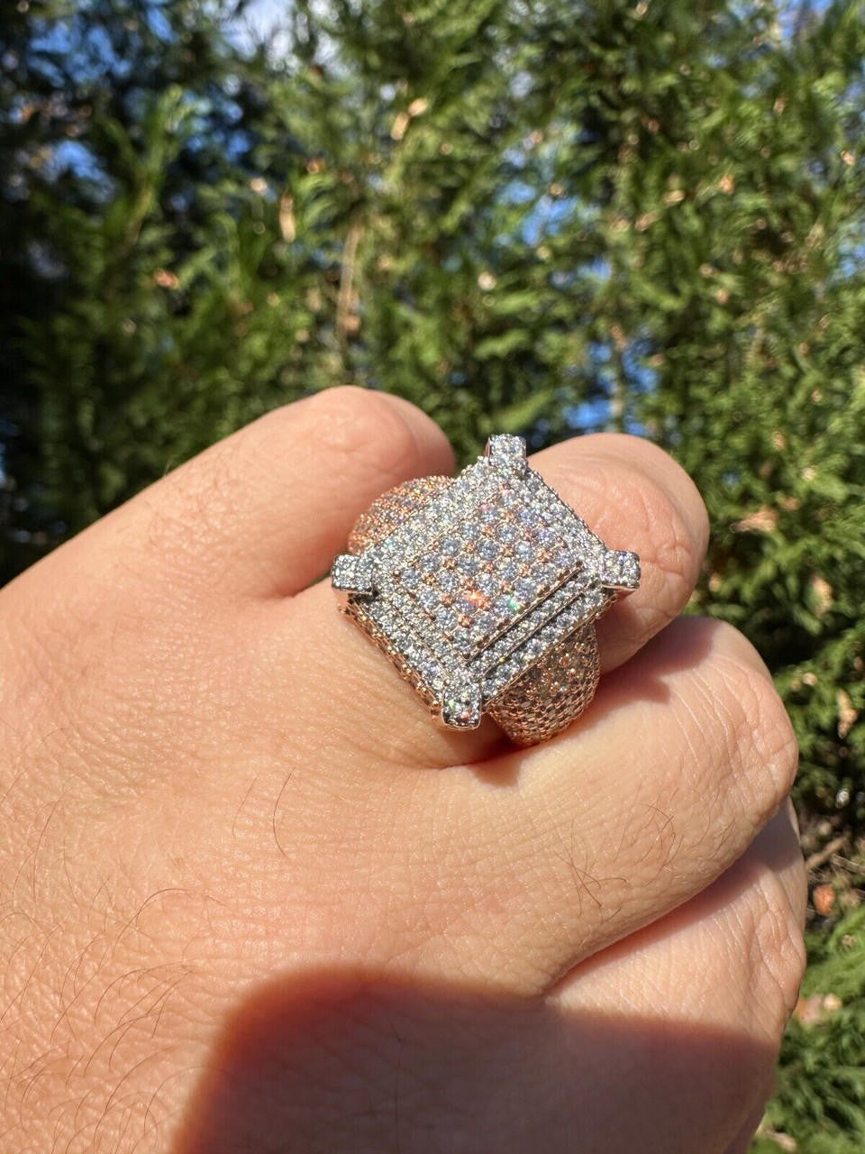 MOISSANITE Lit Legend Iced Out Ring - 14k Rose Gold Vermeil 925 Silver