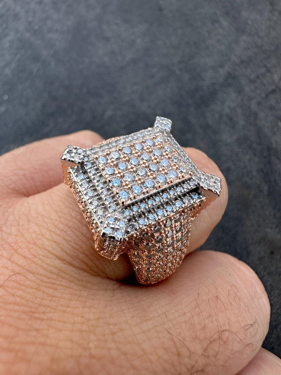 MOISSANITE Lit Legend Iced Out Ring - 14k Rose Gold Vermeil 925 Silver