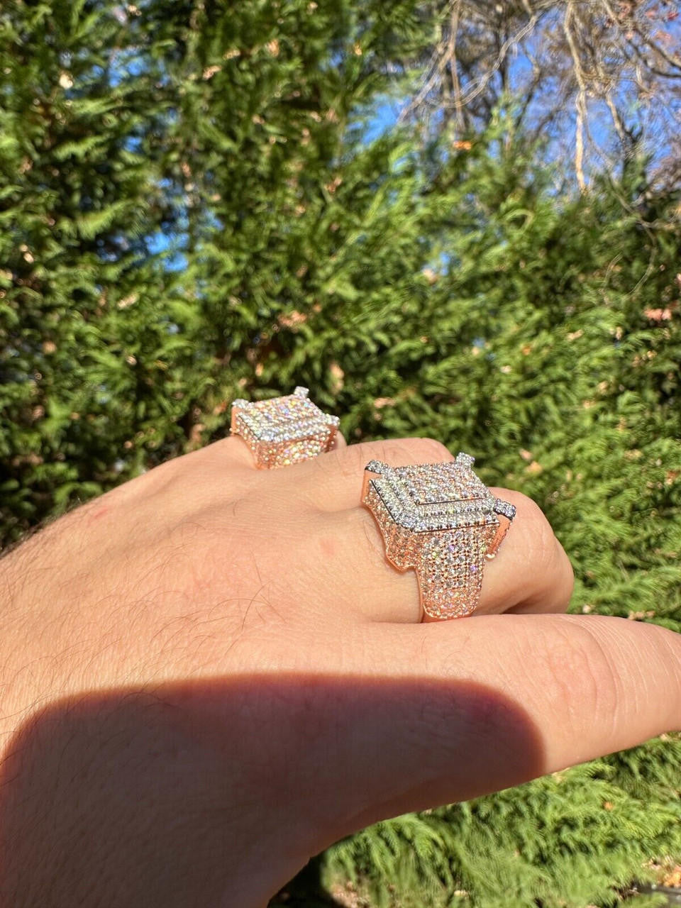 MOISSANITE Lit Legend Iced Out Ring - 14k Rose Gold Vermeil 925 Silver