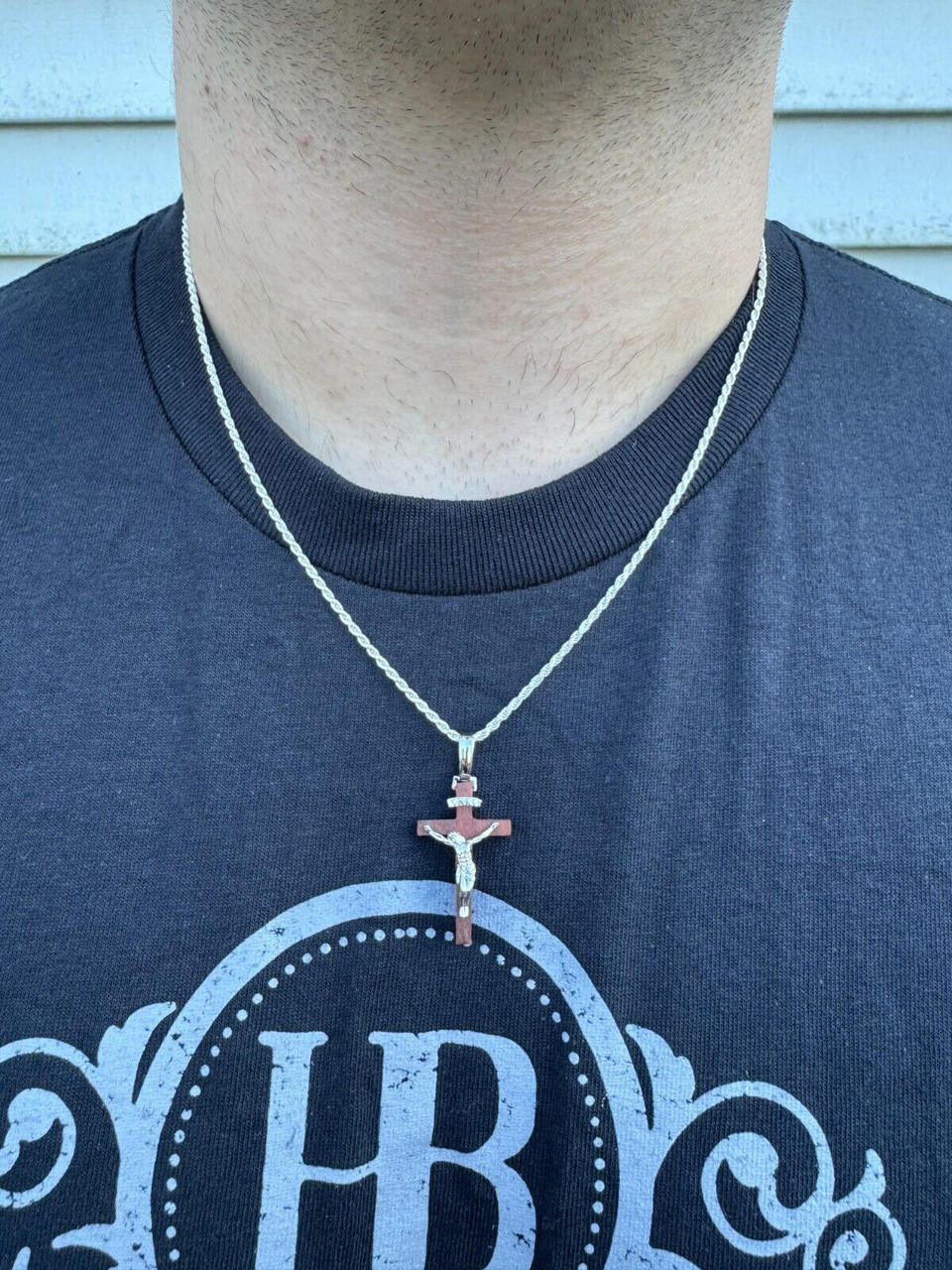 Red Cherry Walnut Wood PlainJesus Cross Pendant - 14k Gold Vermeil Or 925 Silver - Small 1.5"