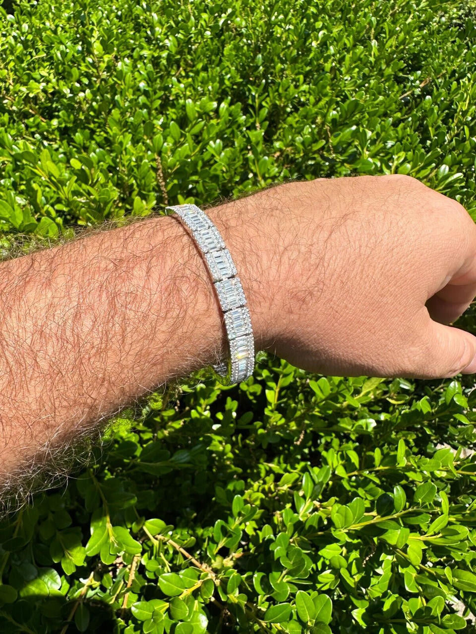 MOISSANITE Rapper Exclusive Baguette Tennis Link Bracelet Iced Out - 925 Silver - 8mm - 7.5"-8.5"