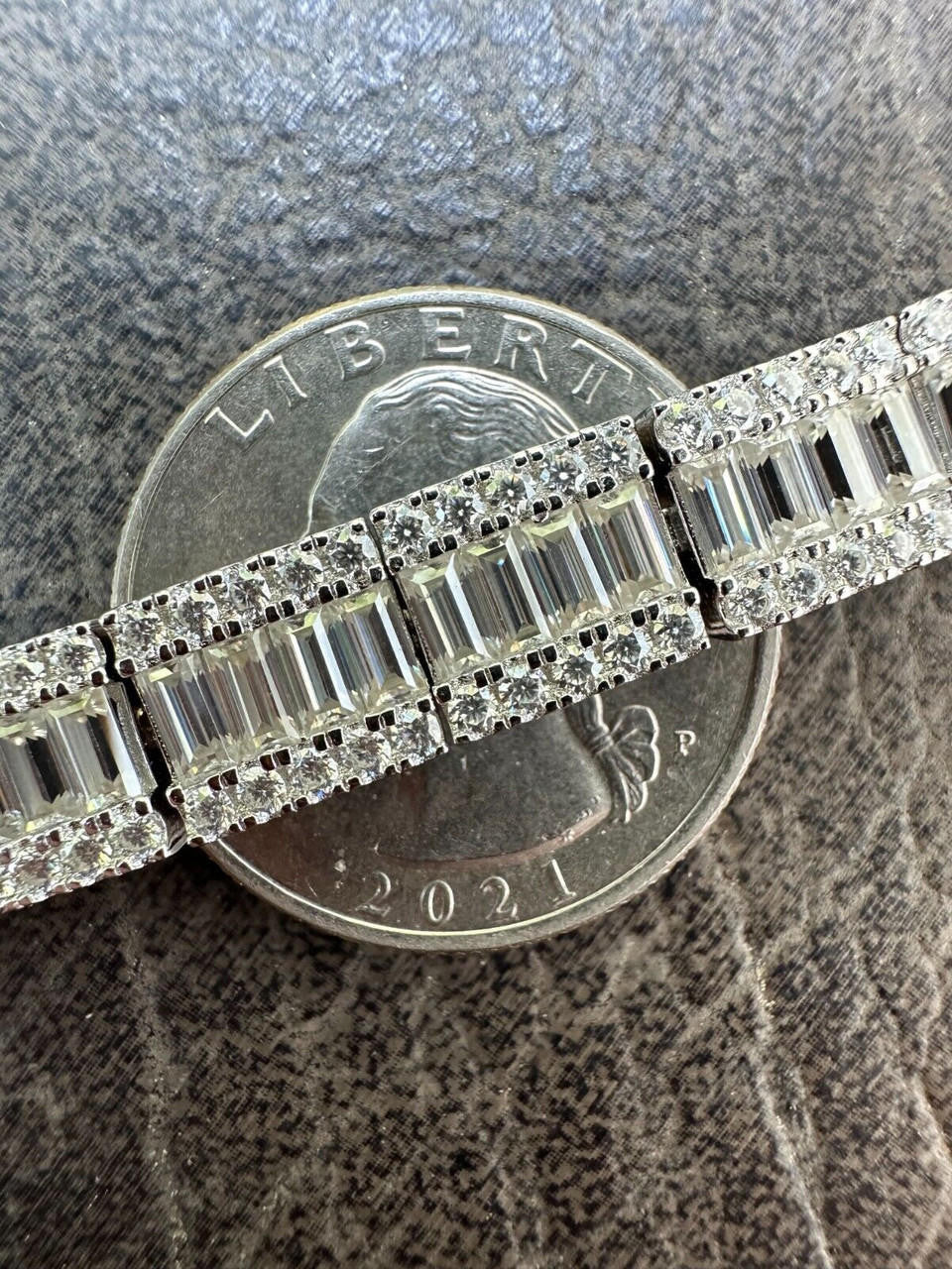 MOISSANITE Rapper Exclusive Baguette Tennis Link Bracelet Iced Out - 925 Silver - 8mm - 7.5"-8.5"