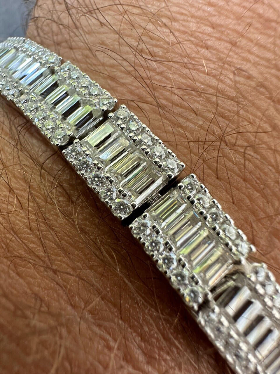MOISSANITE Rapper Exclusive Baguette Tennis Link Bracelet Iced Out - 925 Silver - 8mm - 7.5"-8.5"