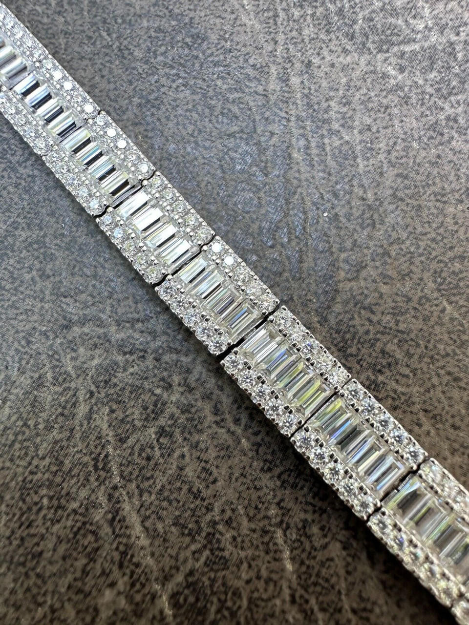 MOISSANITE Rapper Exclusive Baguette Tennis Link Bracelet Iced Out - 925 Silver - 8mm - 7.5"-8.5"