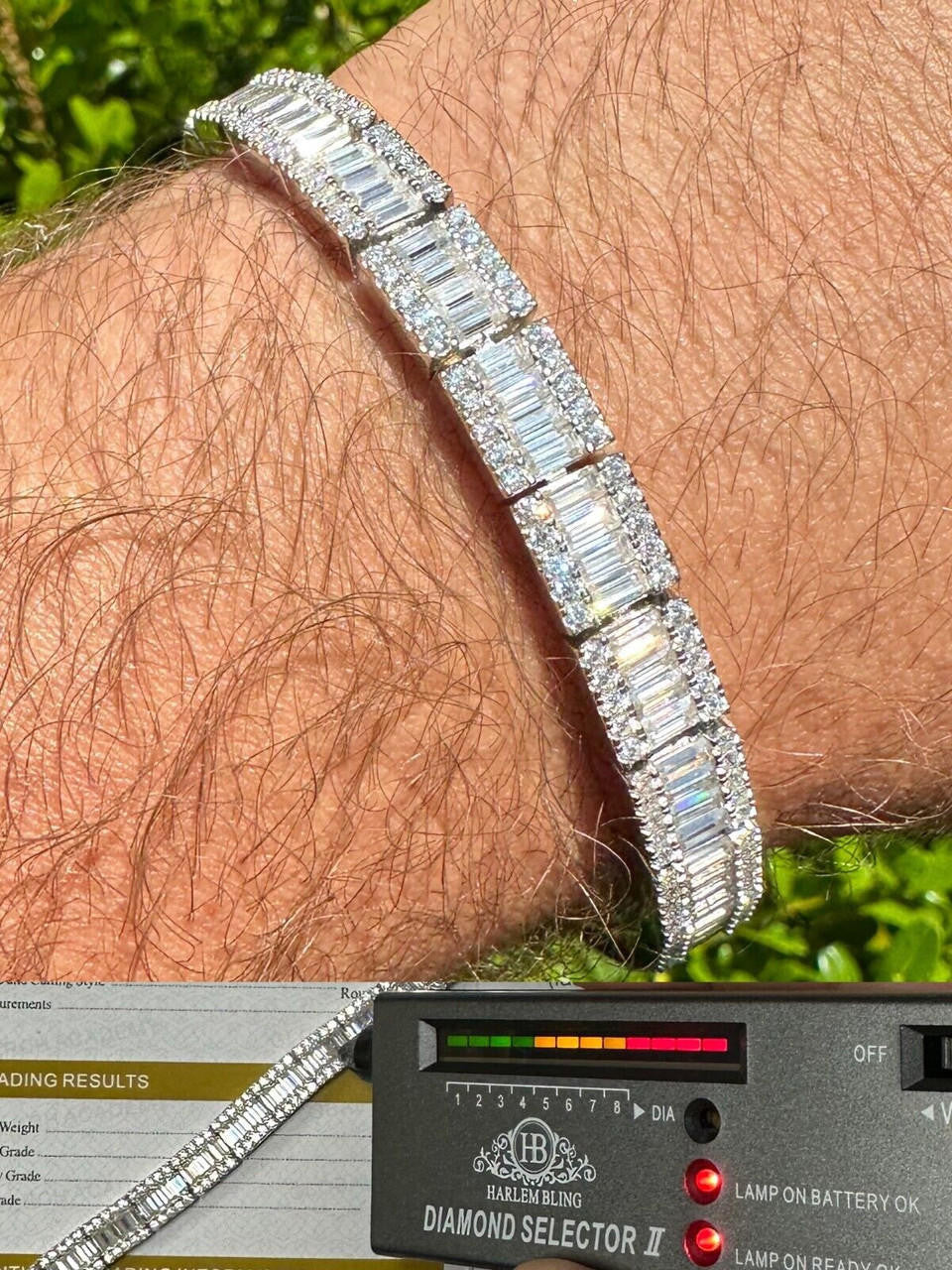 MOISSANITE Rapper Exclusive Baguette Tennis Link Bracelet Iced Out - 925 Silver - 8mm - 7.5"-8.5"