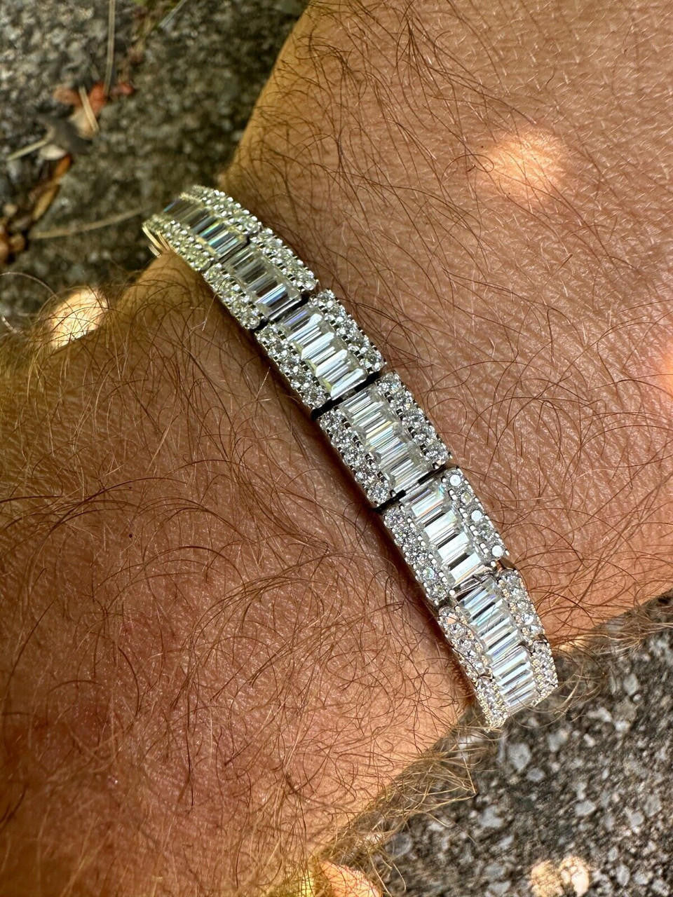 MOISSANITE Rapper Exclusive Baguette Tennis Link Bracelet Iced Out - 925 Silver - 8mm - 7.5"-8.5"