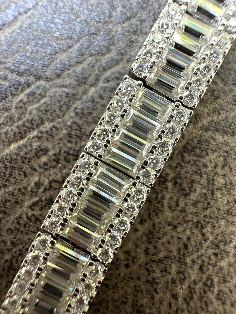 MOISSANITE Rapper Exclusive Baguette Tennis Link Bracelet Iced Out - 925 Silver - 8mm - 7.5"-8.5"