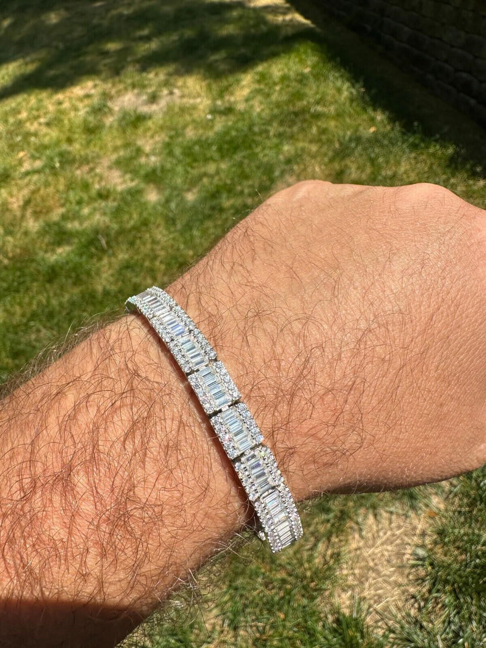 MOISSANITE Rapper Exclusive Baguette Tennis Link Bracelet Iced Out - 925 Silver - 8mm - 7.5"-8.5"