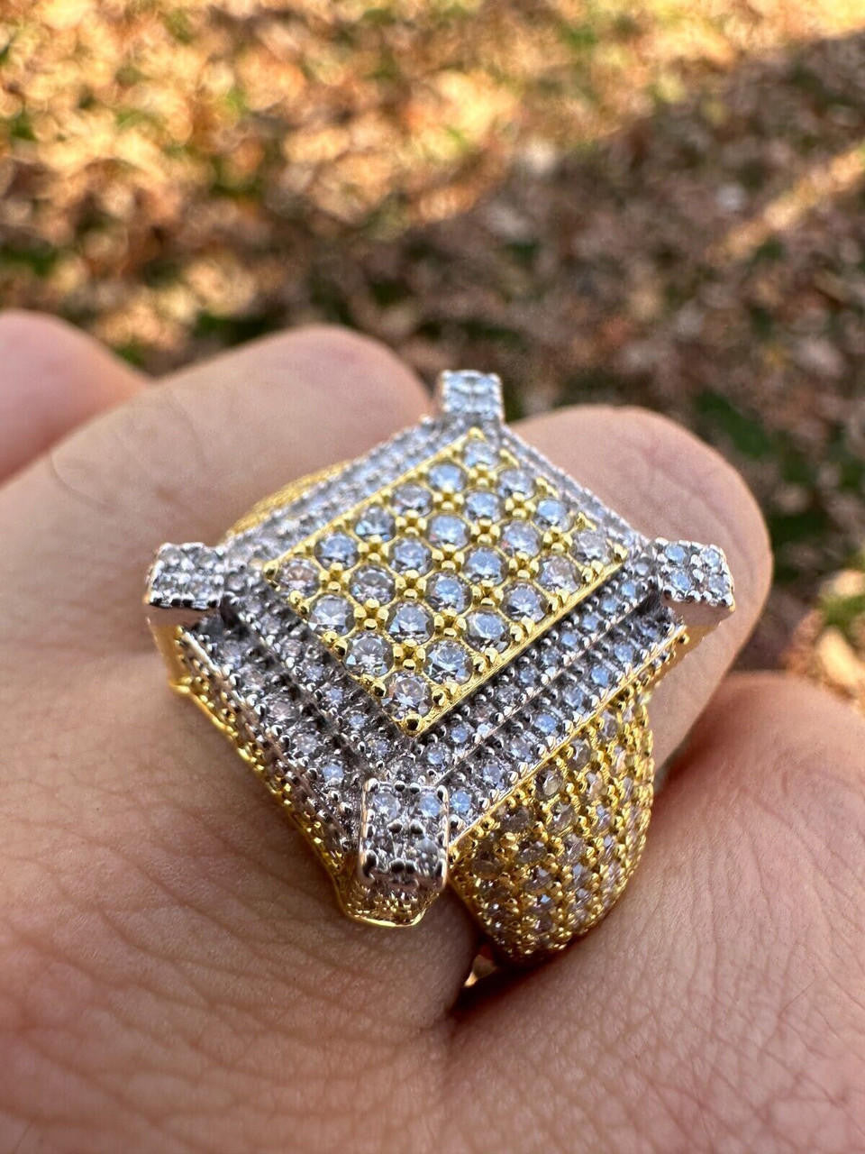 MOISSANITE Lit Legend Iced Out Ring - 14k Gold Vermeil 925 Silver