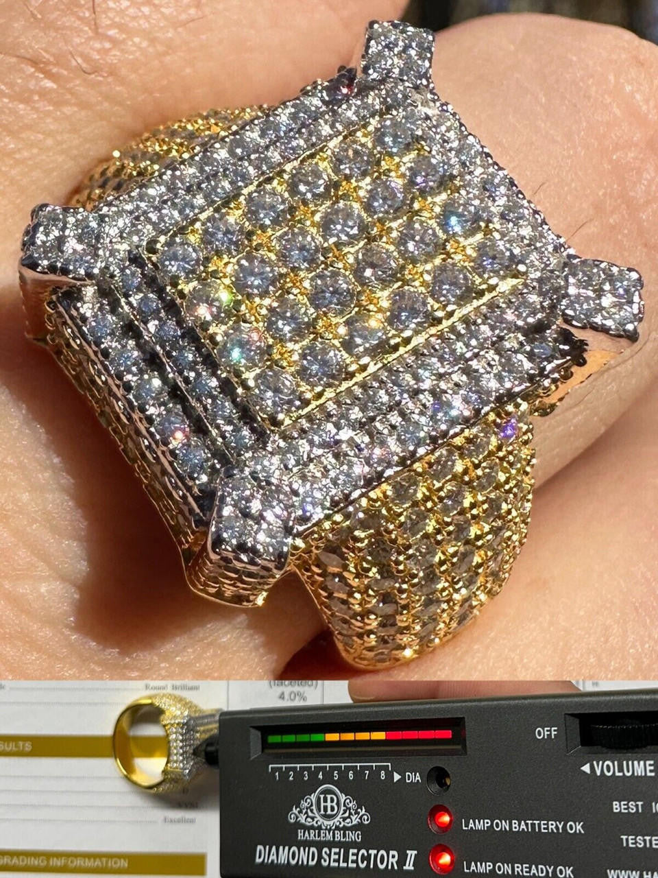 MOISSANITE Lit Legend Iced Out Ring - 14k Gold Vermeil 925 Silver