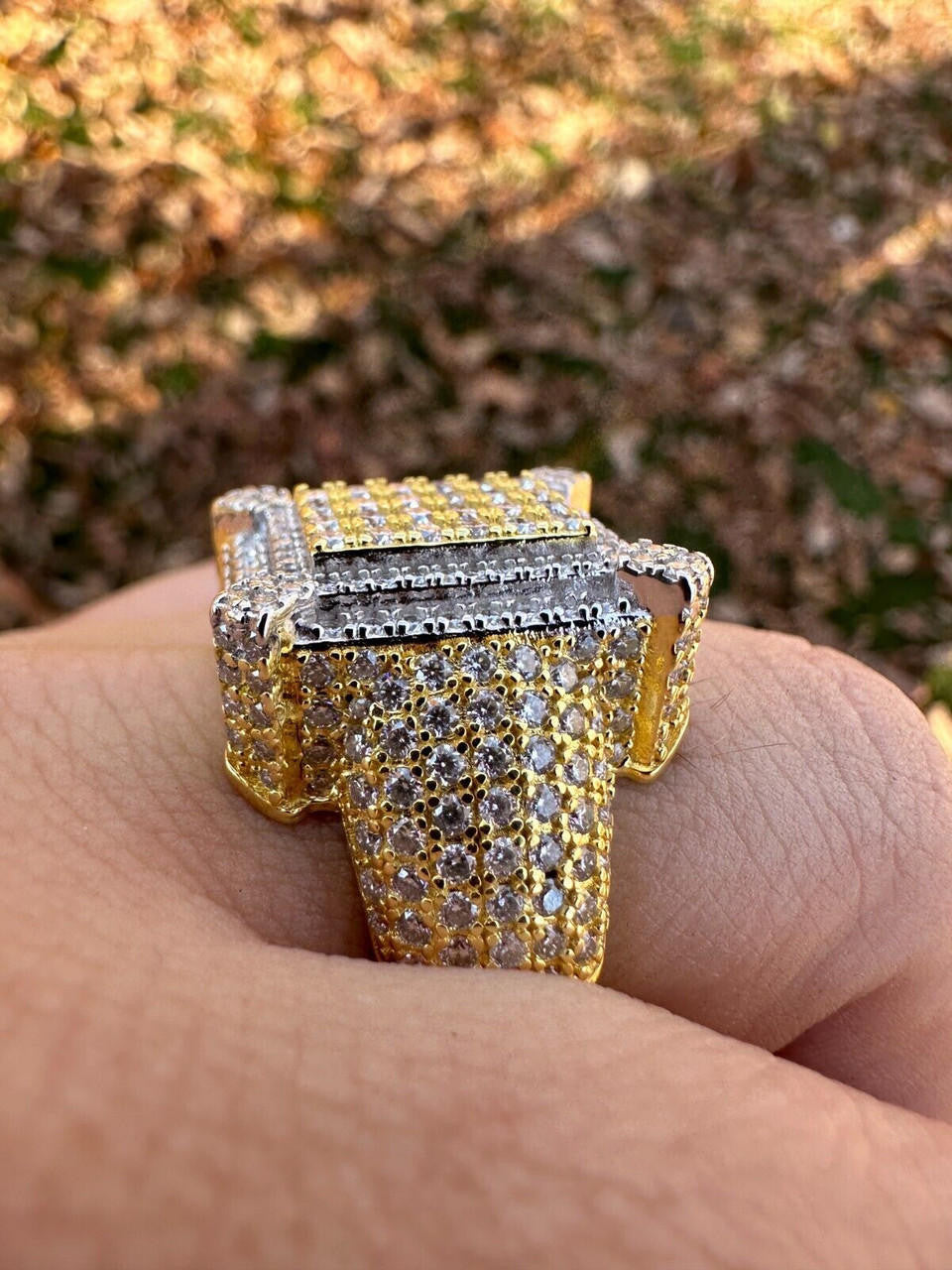 MOISSANITE Lit Legend Iced Out Ring - 14k Gold Vermeil 925 Silver