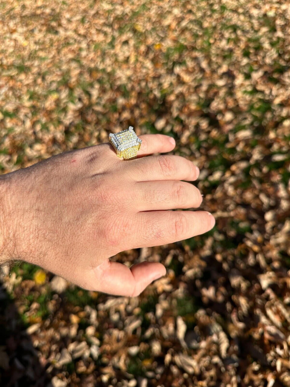 MOISSANITE Lit Legend Iced Out Ring - 14k Gold Vermeil 925 Silver