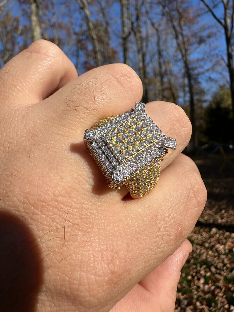 MOISSANITE Lit Legend Iced Out Ring - 14k Gold Vermeil 925 Silver