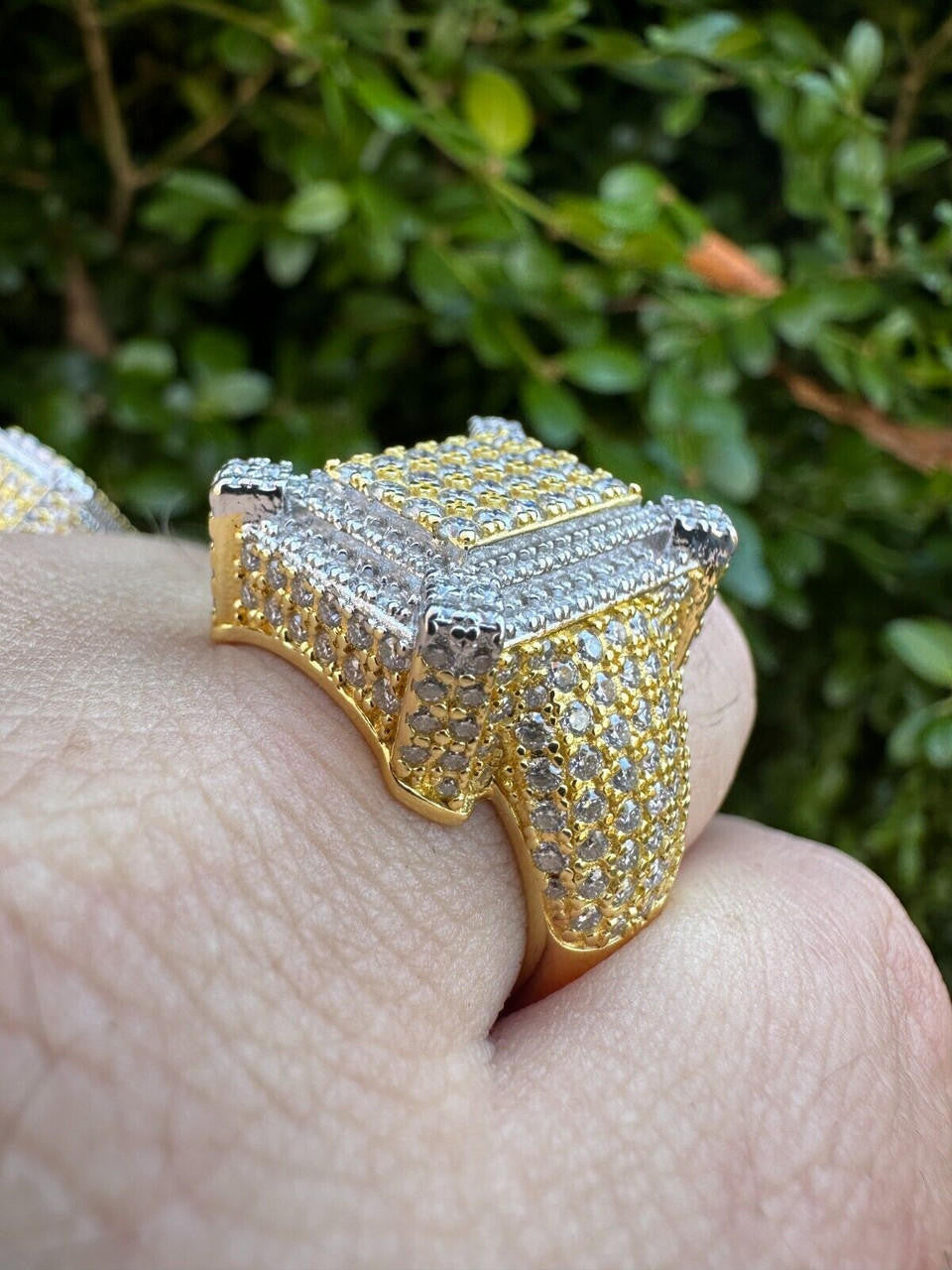 MOISSANITE Lit Legend Iced Out Ring - 14k Gold Vermeil 925 Silver