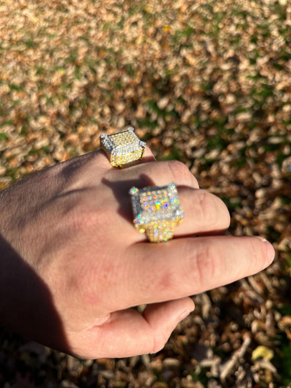 MOISSANITE Lit Legend Iced Out Ring - 14k Gold Vermeil 925 Silver