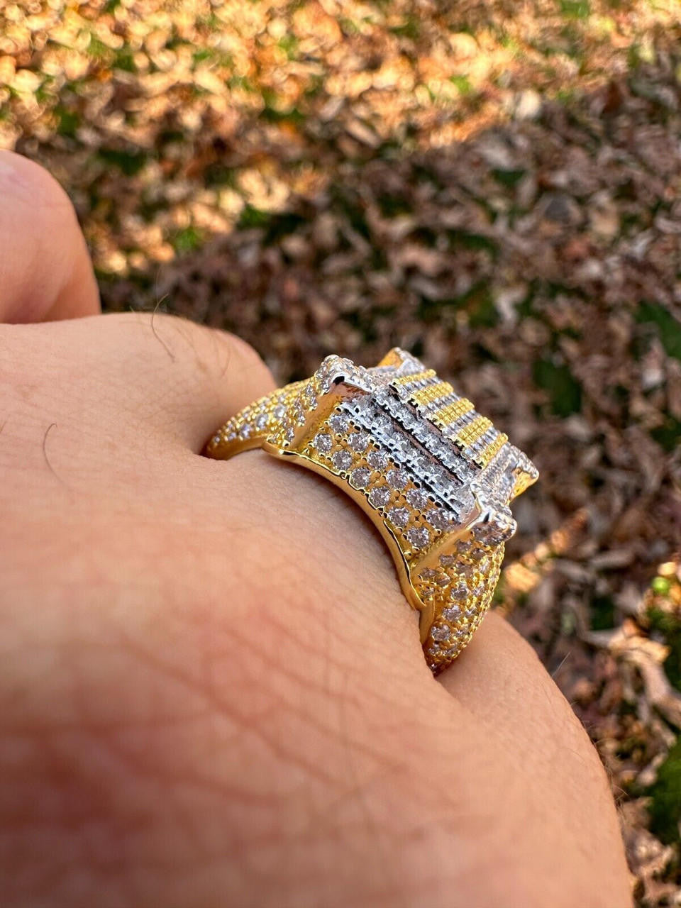 MOISSANITE Lit Legend Iced Out Ring - 14k Gold Vermeil 925 Silver