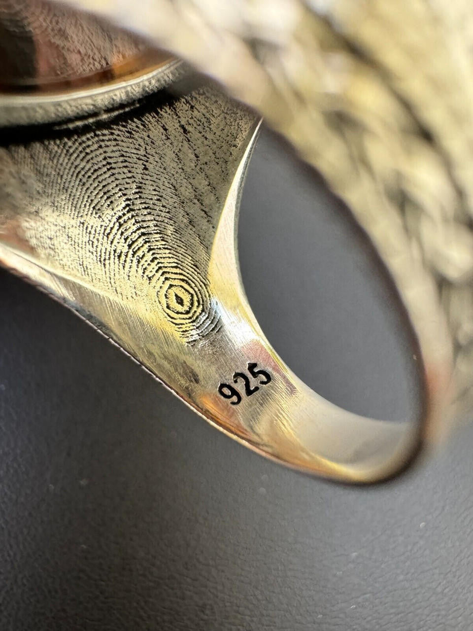 Wisdom Is Power Ring - 925 Silver Oxidized - Genuine Agate Stone