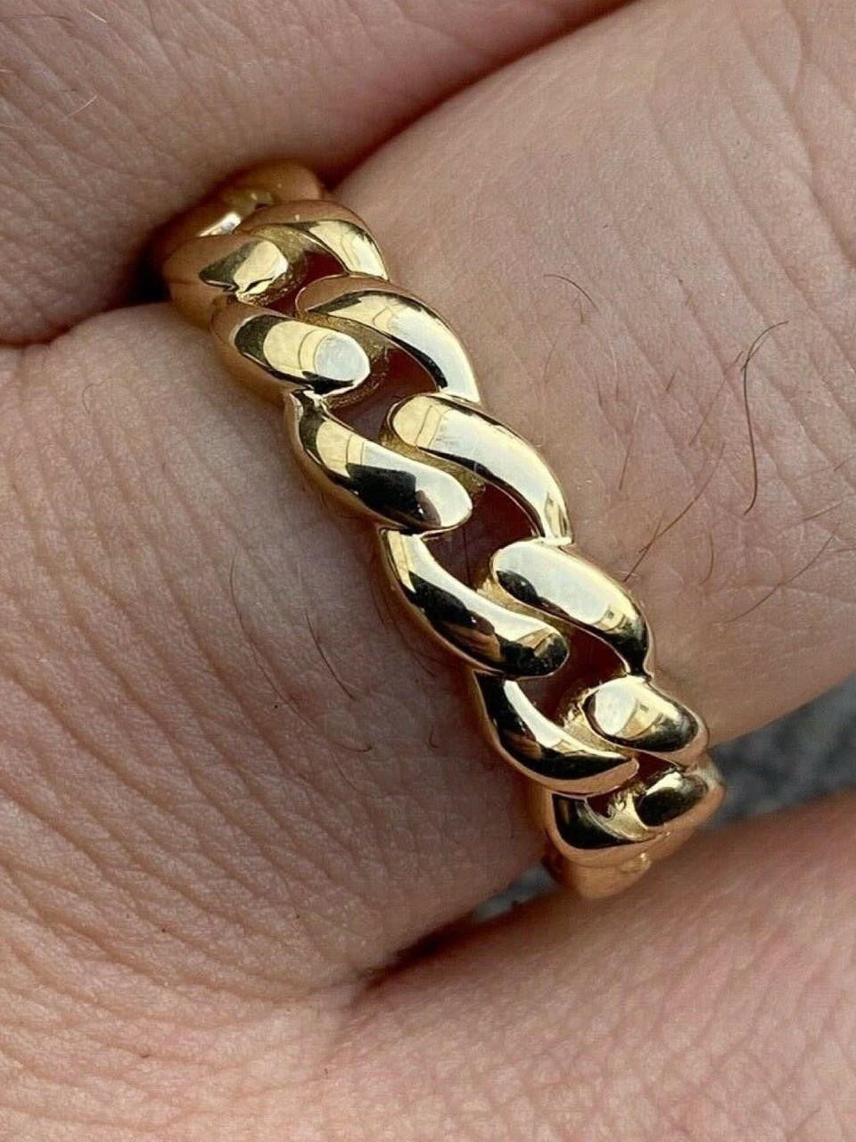 Mens Solid 14k Gold Miami Cuban Ring 6mm Wedding Band Pinky Ring Sz 7-13 ITALY