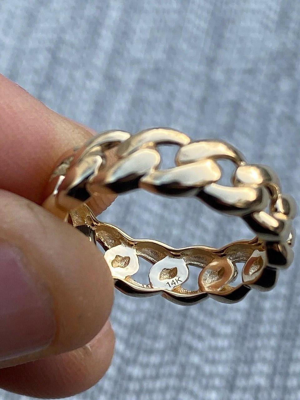 Mens Solid 14k Gold Miami Cuban Ring 6mm Wedding Band Pinky Ring Sz 7-13 ITALY