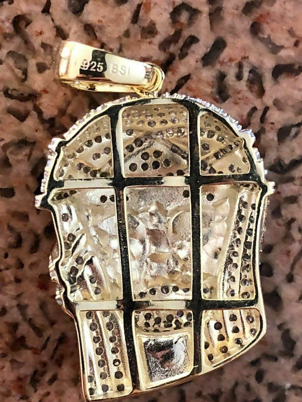 Mens Solid 925 Silver Jesus Piece Pendant Super Icy 1ct Diamond 14k Gold Hip Hop