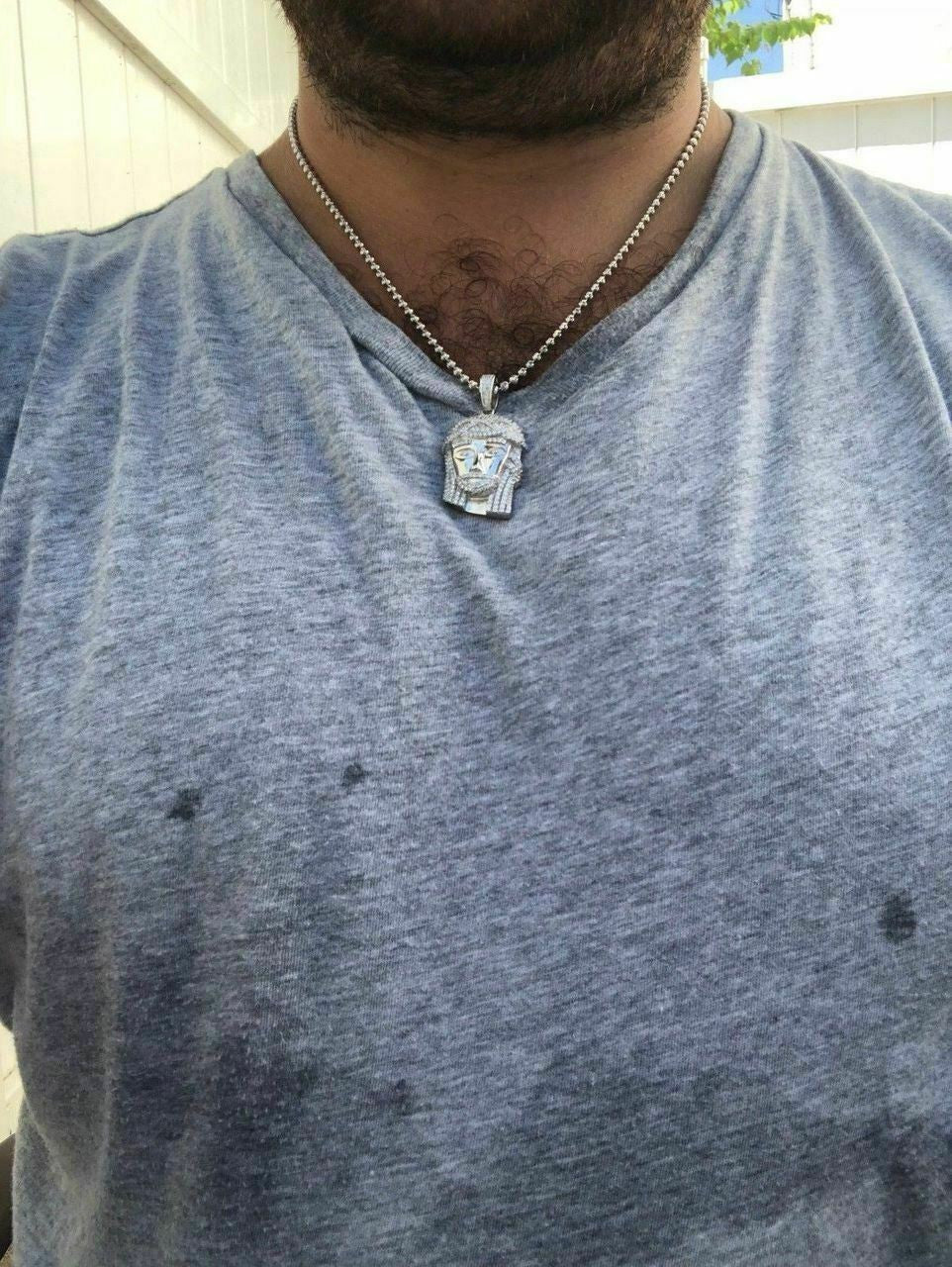 Mens Solid 925 Silver Jesus Piece Pendant Super Icy 1ct Diamond 14k Gold Hip Hop