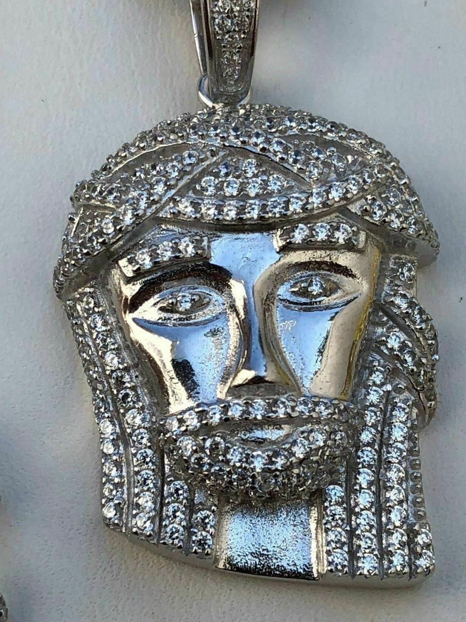 Mens Solid 925 Silver Jesus Piece Pendant Super Icy 1ct Diamond 14k Gold Hip Hop