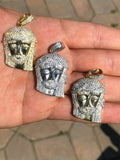 Mens Solid 925 Silver Jesus Piece Pendant Super Icy 1ct Diamond 14k Gold Hip Hop