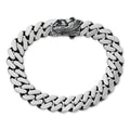 Miami Cuban Bracelet With Custom Eagle Sleek Clasp - 925 Sterling Silver Oxidized Gunmetal - 7"-9" - 12mm