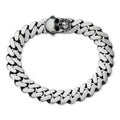 Miami Cuban Bracelet With Custom Skull Sleek Clasp - 925 Sterling Silver Oxidized Gunmetal - 7"-9" - 12mm