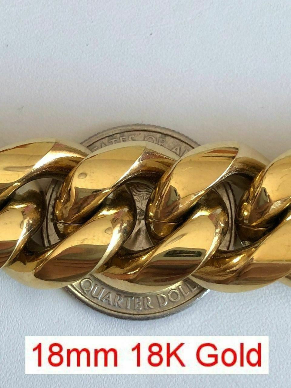 Miami Cuban Link Bracelet 14k 18k Yellow Rose White Gold Plated Stainless Steel