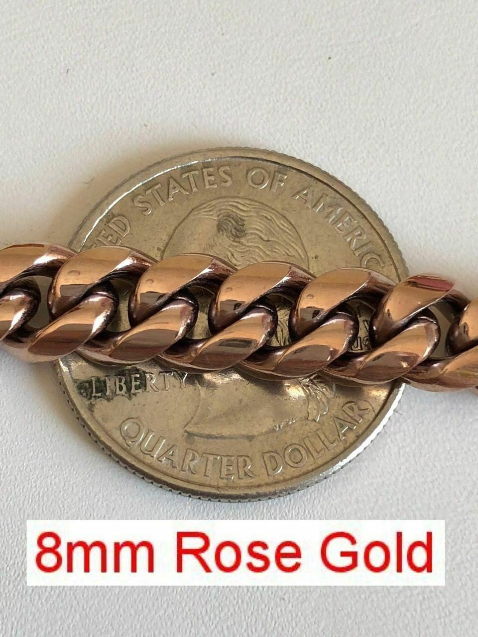 Miami Cuban Link Bracelet 14k 18k Yellow Rose White Gold Plated Stainless Steel