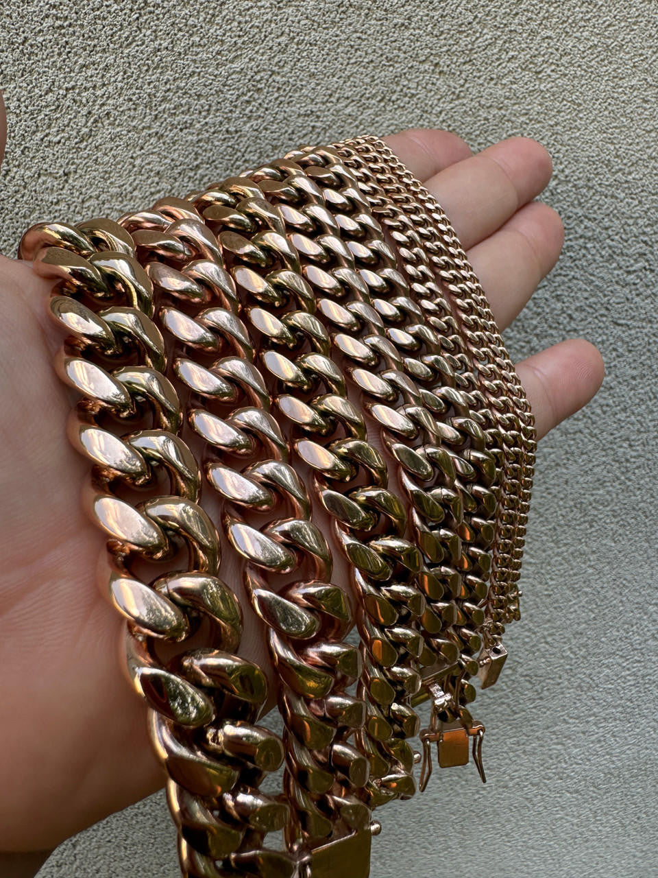 Miami Cuban Link Bracelet - 14k Rose Gold Plated Stainless Steel - 6"-10" - 4mm-18mm