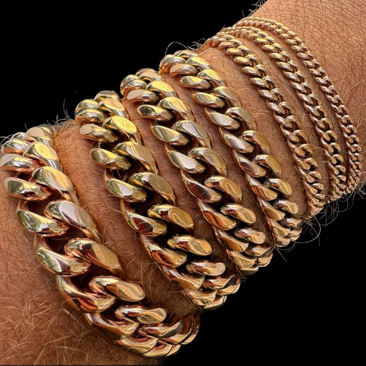 Miami Cuban Link Bracelet - 14k Rose Gold Plated Stainless Steel - 6"-10" - 4mm-18mm