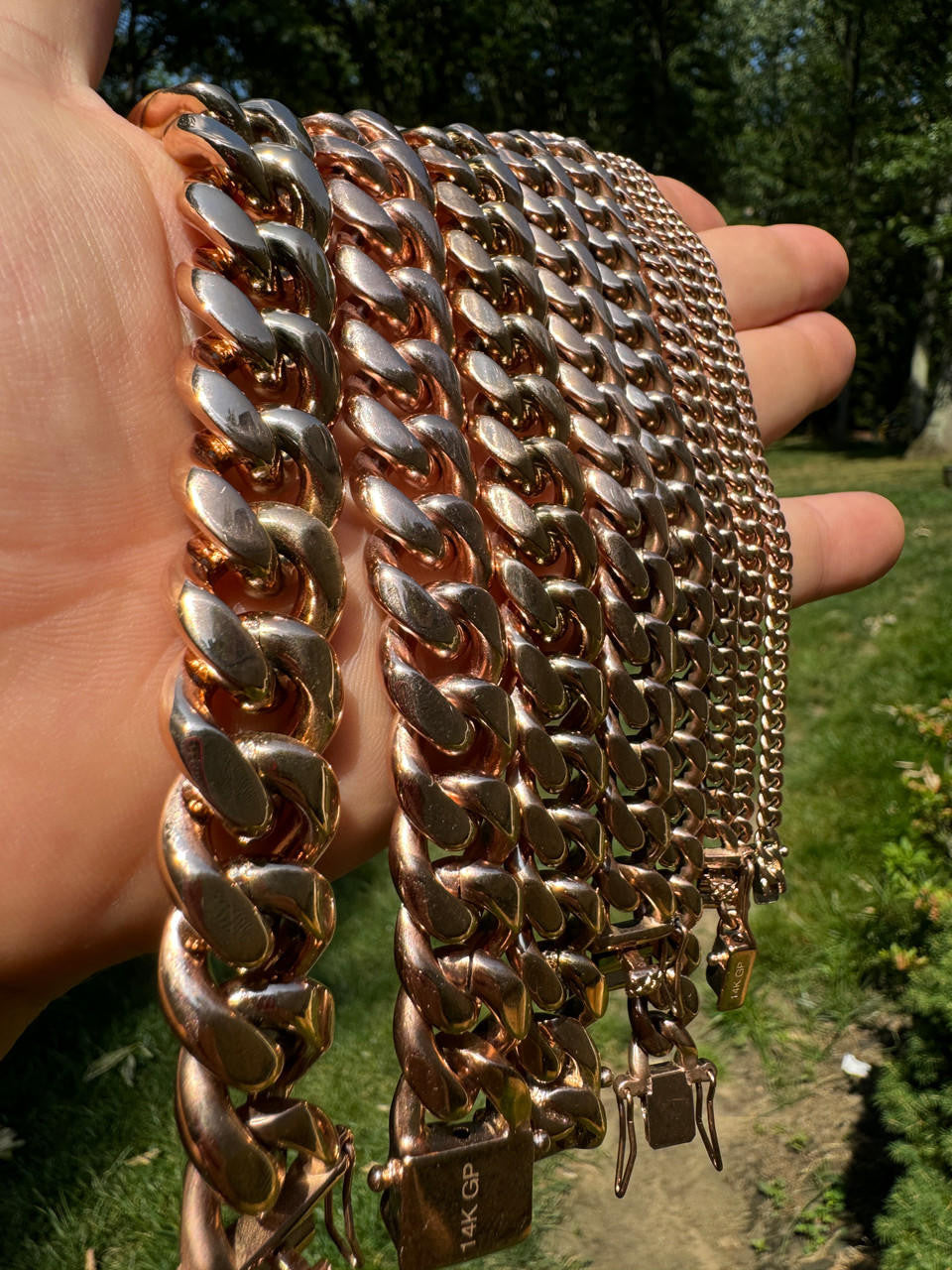 Miami Cuban Link Bracelet - 14k Rose Gold Plated Stainless Steel - 6"-10" - 4mm-18mm