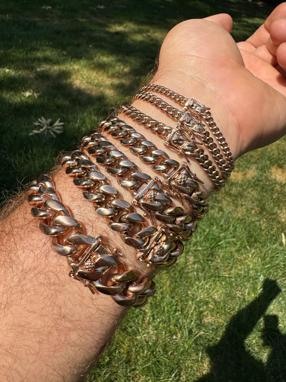 Miami Cuban Link Bracelet - 14k Rose Gold Plated Stainless Steel - 6"-10" - 4mm-18mm