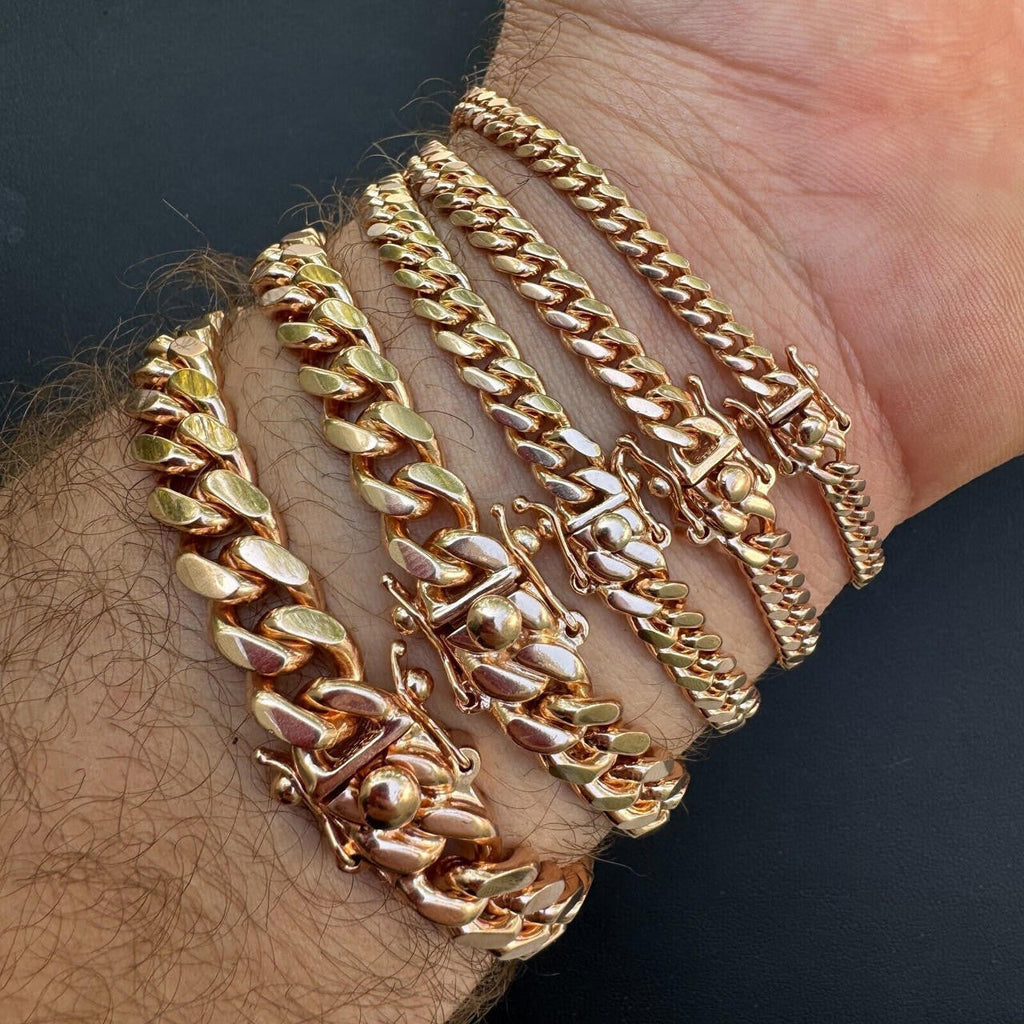 Miami Cuban Link Bracelet - 14k Rose Gold Vermeil 925 Sterling Silver - 7"-9.5" - 4mm-10.5mm