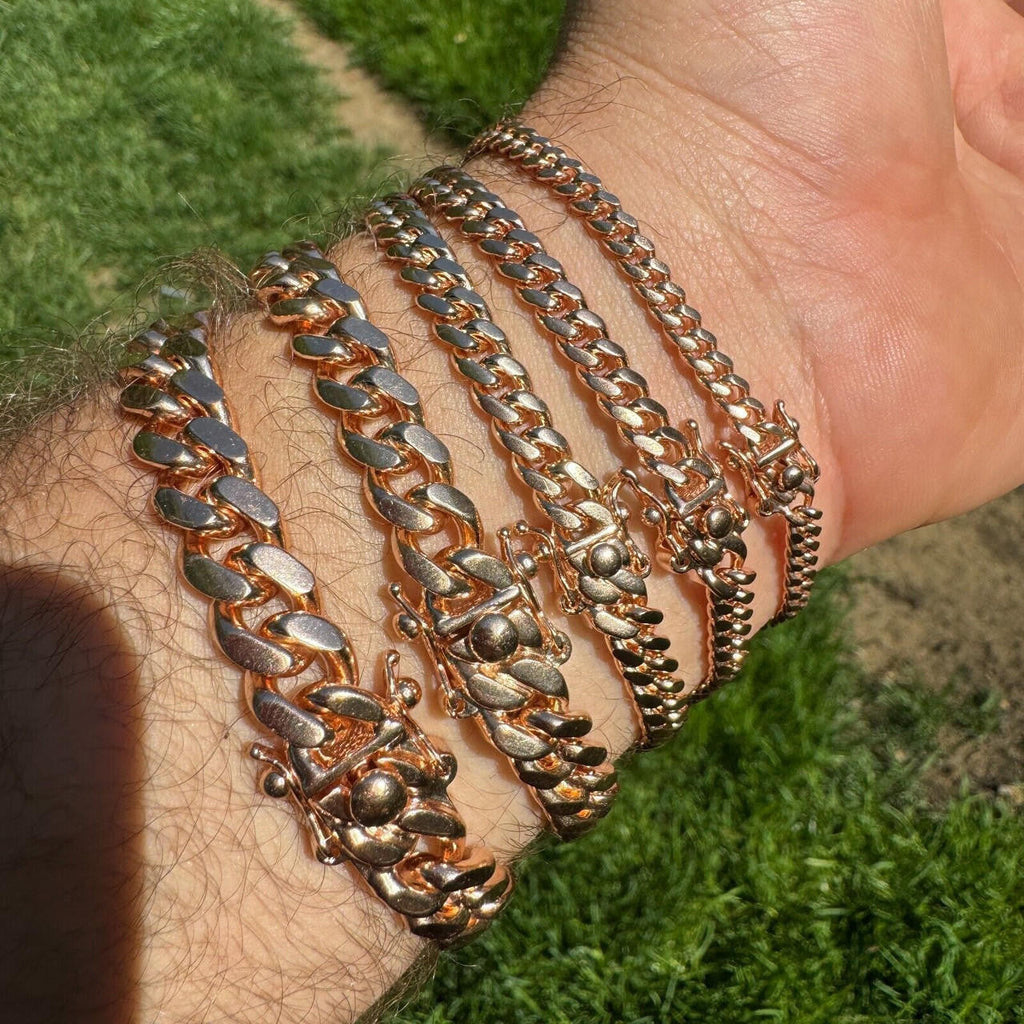Miami Cuban Link Bracelet - 14k Rose Gold Vermeil 925 Sterling Silver - 7"-9.5" - 4mm-10.5mm