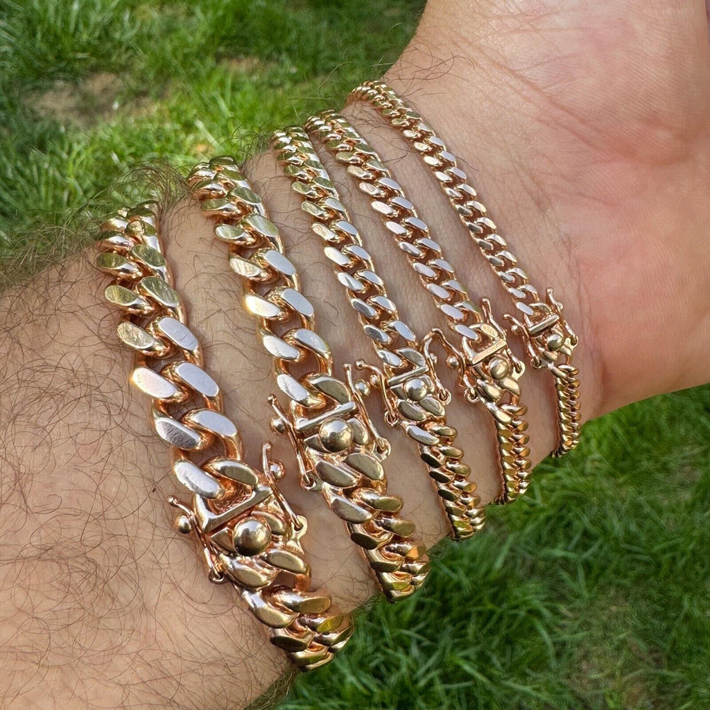 Miami Cuban Link Bracelet - 14k Rose Gold Vermeil 925 Sterling Silver - 7"-9.5" - 4mm-10.5mm