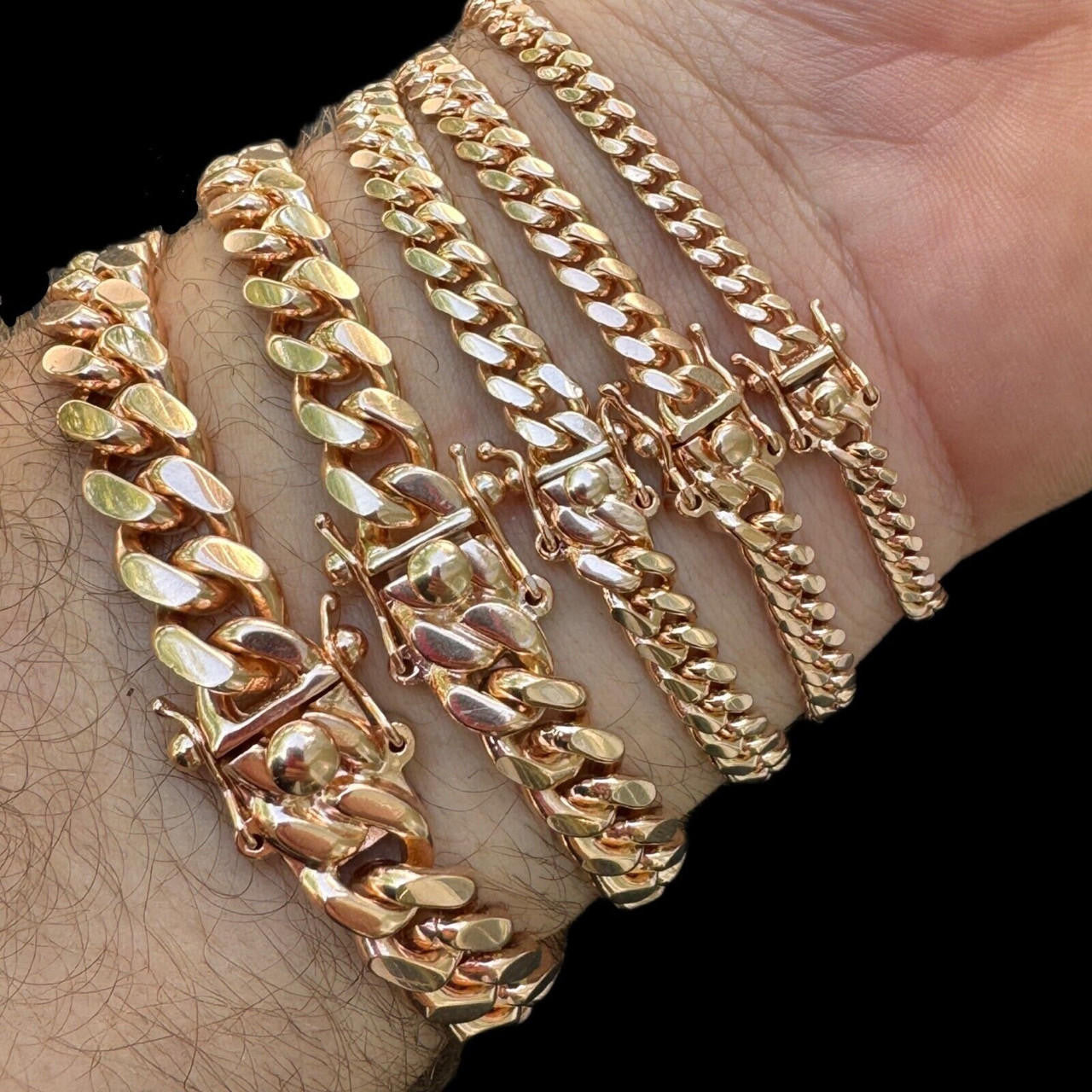 Miami Cuban Link Bracelet - 14k Rose Gold Vermeil 925 Sterling Silver - 7"-9.5" - 4mm-10.5mm